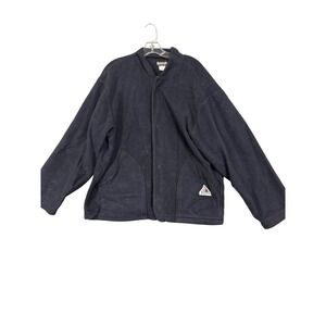 Bulwark Jacket Mens Large Navy Blue FR Flame Resistant Fleece Workwear Safety